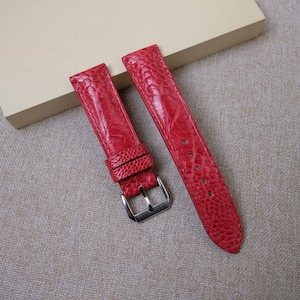 Ostrich red watch strap & band - handmade  leather watch straps 24mm 22mm 21mm 20mm 19mm 18mm 17mm 16mm 14mm