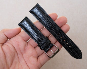 Uhrenarmband Eidechse schwarz 24mm,22mm,21mm,20mm,19mm,18mm,16mm,14mm,12mm, Uhrenarmband nach Maß