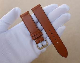 Handmade Buttero Brown Leather Watch Strap: Slim Design