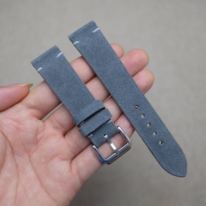 Grey Suede leather watch strap, handmade watch strap & band, Slim watch strap 24mm 23mm 22mm 21mm 20mm 19mm 18mm 16mm, Custom watch strap.