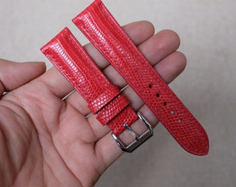 Lizard red Leather watch strap 24mm,22mm,21mm,20mm,19mm,18mm,16mm,14mm,12mm, custom watch strap