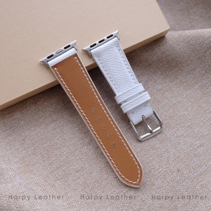 White leather apple watch band 38mm 40mm 42mm 44mm . Handmade leather apple watch band & strap. Custom white leather apple watch band