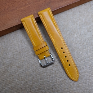 Yellow Watch Strap 24mm, 22mm, 21mm, 20mm, 19mm, 18mm, 17mm, 16mm, 14mm, 12mm, yellow mozart leather watch strap