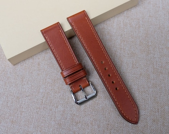Brown Buttero Slim Leather Watch Strap 24mm, 22mm, 21mm, 20mm, 19mm, 18mm, 17mm, 16mm, 14mm, 12mm