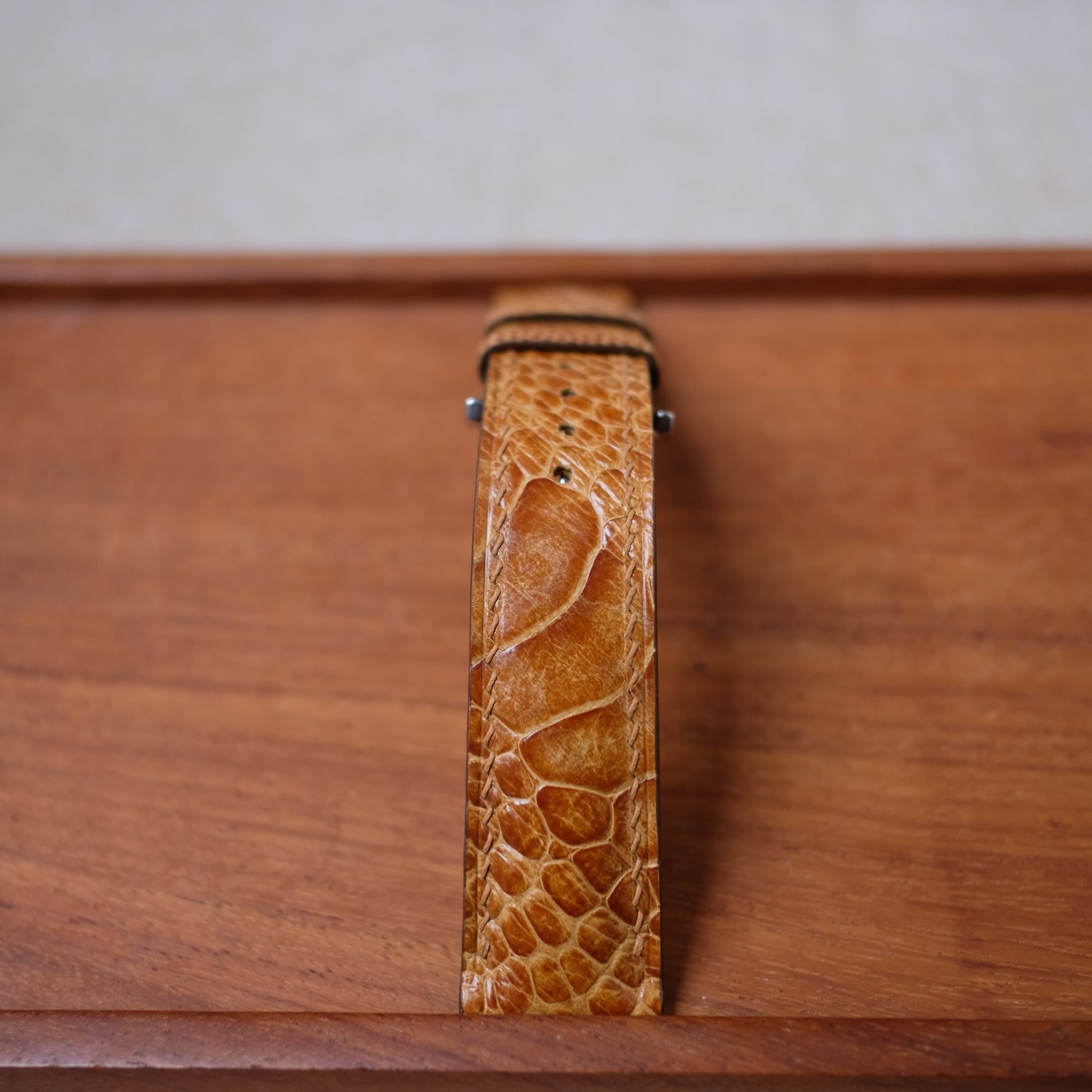 Bracelet De Montre En Cuir D'autruche Véritable - Jaune - Largeurs 18/20mm - Neuf Avec étiquettes