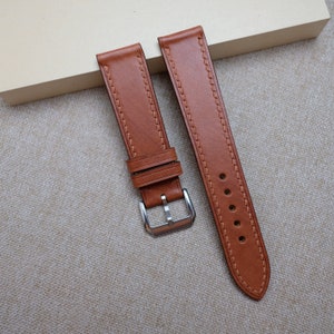 Brown Mozart Flat Watch Strap 24mm, 22mm, 21mm, 20mm, 19mm, 18mm, 17mm, 16mm, 14mm, 12mm, custom olive leather watch strap