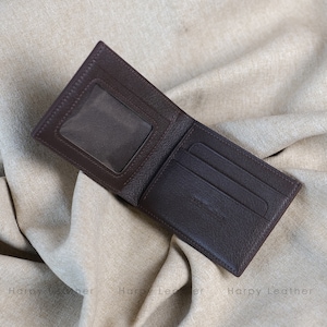 Cartera de cuero personalizada, cartera de cuero para hombre personalizada, cartera de cuero de cabra marrón alran sully, cartera bifold de lujo
