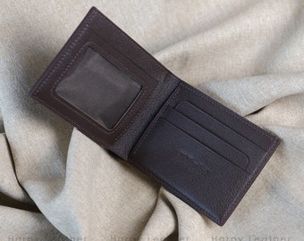 Personalized Leather wallet, Mens leather wallet personalized, Brown alran sully goat leather wallet, Luxury bifold wallet