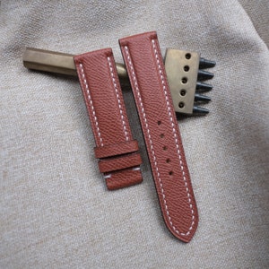 Epsom Leather Watch Strap , Handmade Leather Watch Strap 16mm 18mm 20mm 22mm 24mm
