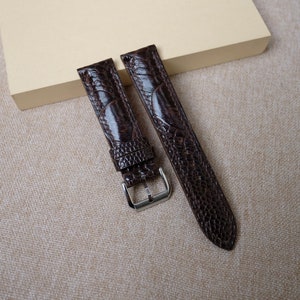 Struisvogel donkerbruine horlogeband en band - handgemaakte leren horlogebanden 24 mm 22 mm 21 mm 20 mm 19 mm 18 mm 17 mm 16 mm 14 mm