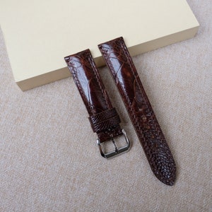 Ostrich brown watch strap & band - handmade  leather watch straps 24mm 22mm 21mm 20mm 19mm 18mm 17mm 16mm 14mm