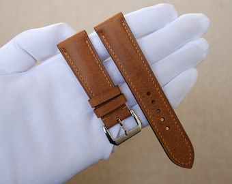 Pueblo ( Walnut ) Brown Leather watch strap 24mm, 22mm, 21mm, 20mm, 19mm, 18mm, 17mm, 16mm, 14mm, 12mm