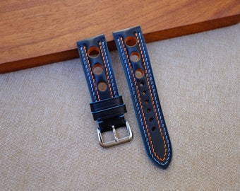 Buttero zwart lederen racehorlogeband: handgemaakte rallyband