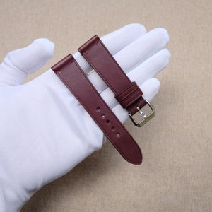 Bordeaux Leather Watch Straps - 24mm, 22mm, 21mm, 20mm, 19mm, 18mm, 16mm 14mm , buttero slim leather watch strap