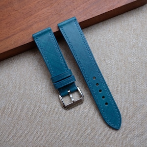 Blue Mozart Flat Watch Strap 24mm, 22mm, 21mm, 20mm, 19mm, 18mm, 17mm, 16mm, 14mm, 12mm, custom olive leather watch strap