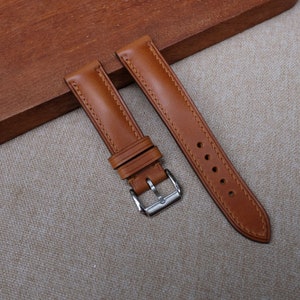 Light Brown vachetta Leather watch strap 24mm, 22mm, 21mm, 20mm, 19mm, 18mm, 17mm, 16mm watch strap