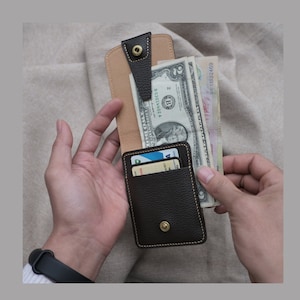 Geldklammer Portemonnaie für Männer, Braunes Portemonnaie mit Geldklammer, handgemachtes Leder Portemonnaie, Fronttasche Portemonnaie