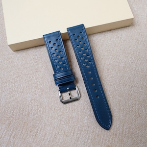 Racing rally navy blue leather watch strap 17mm 18mm 19mm 20mm 21mm 22mm 23mm 24mm 26mm