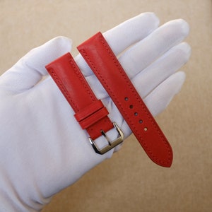 Red watch strap & band - Badalassi carlo pueblo leather watch strap 24mm, 22mm, 21mm, 20mm, 19mm, 18mm, 17mm, 16mm