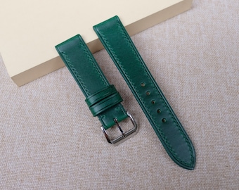 Green Buttero Leather Watch Strap: Slim Handmade Band