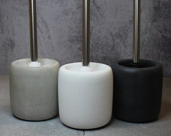 Toilet Brush Holder from Concrete Minimal Nordic Bathroom Accessory Leak Free Splash Proof Sturdy Cement Brush Stand