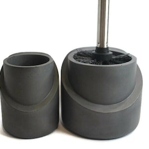 Toilet Brush Holder from Concrete Minimal Nordic Bathroom Accessory Leak Free Splash Proof Sturdy Cement Brush Stand Bathroom Set