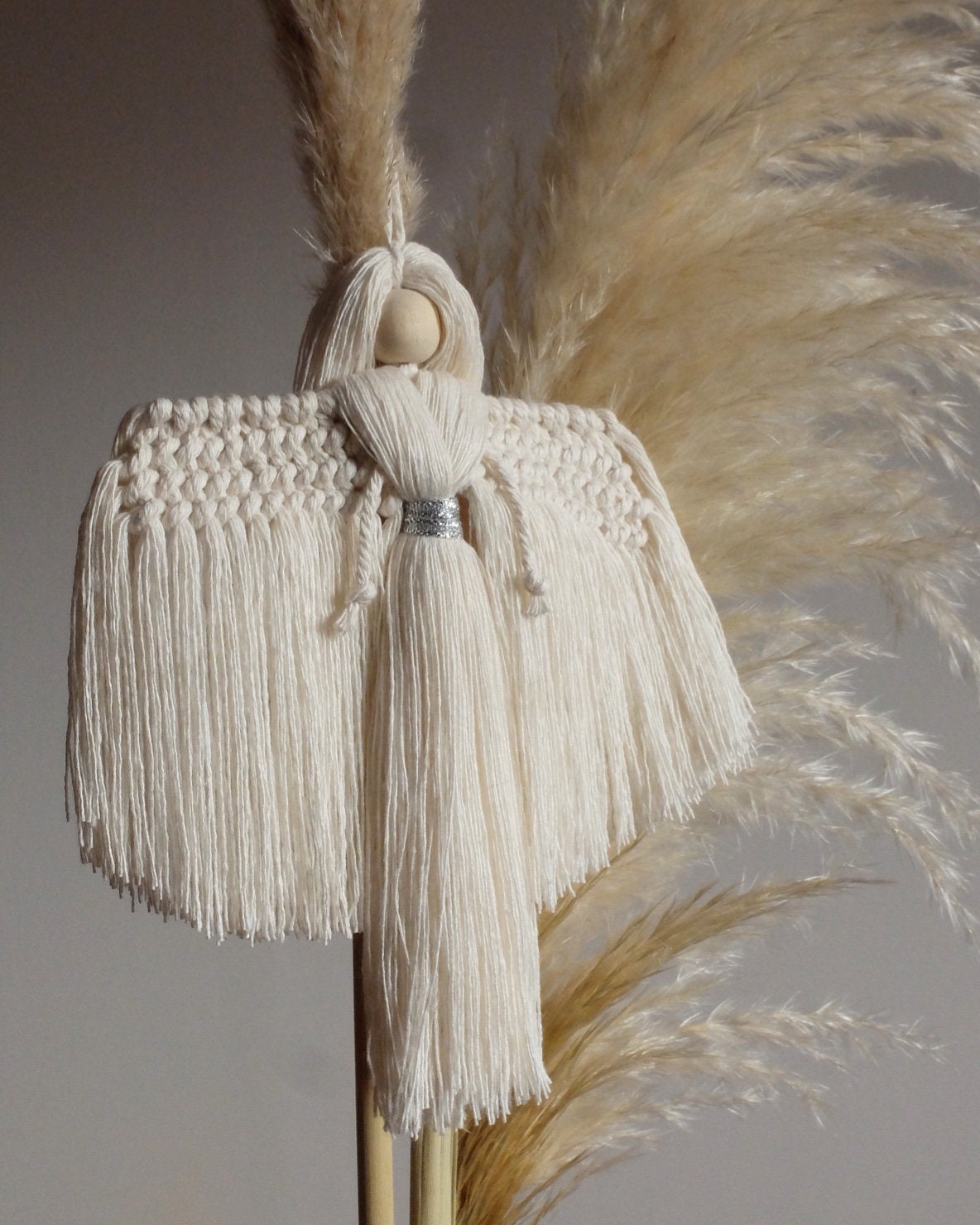 Ange en Macramé à Suspendre Décoration Intemporel Coton Poupée Poétique Spirituel et Bohème