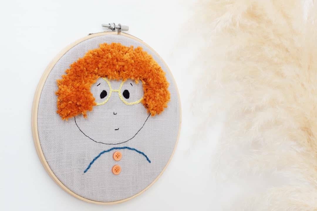 Pièce Unique Broderie sur Tambour Punch Needle Décoration Murale Original Moderne et Mignon Moderne