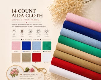 14 Count Aida Cloth Cross Stitch Fabric – Bright Color Collection