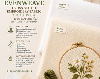 28 Count Evenweave Cross Stitch Cloth Needlepoint Fabric