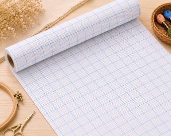 16CT Easy Count Aida Cloth Pre-Gridded Cross Stitch Fabric, Washable Blue Grid, White
