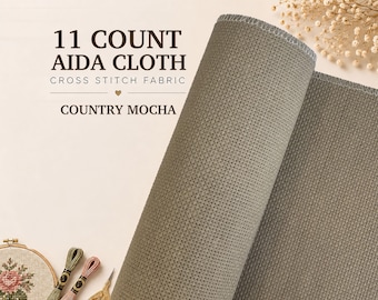 Vintage Country Mocha 11CT Aida Cloth for Cross Stitch & Embroidery