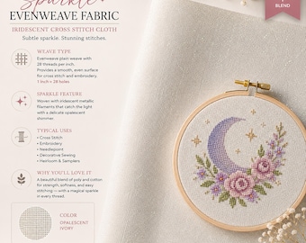 28 Count Iridescent Evenweave Fabric, Opalescent Sparkle Cross Stitch Cloth
