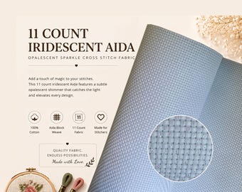 11 Count Iridescent Aida Cloth Cross Stitch Fabric Opalescent Sparkle Embroidery Fabric