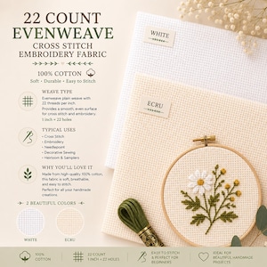 22 Count Evenweave Cross Stitch Cloth Hardanger Fabric