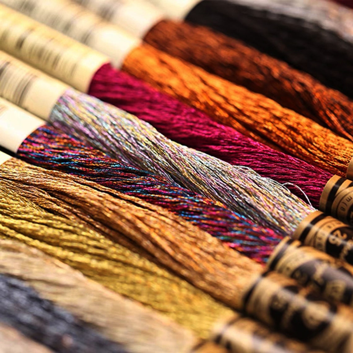 8-meter Long 12-strands Divisible Metallic Embroidery Thread Pack in 12 ...