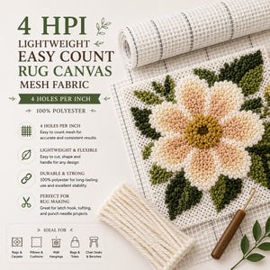 4ct Easy Count Canvas Mesh-Gewebe für Teppich- und Knüpfhakenprojekte