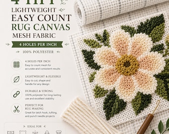 4CT Easy Count Rug Canvas Mesh Fabric for Carpet and Latch Hook Projects
