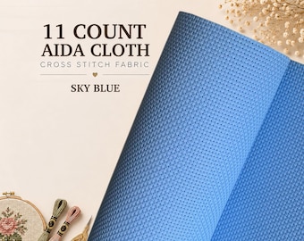11 Count Sky Blue Aida Cloth for Cross Stitch & Embroidery