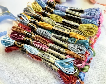 Hilos de punto de cruz abigarrados, paquete de 12 colores con variaciones de color