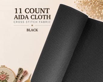11 Count Black Aida Cloth Cross Stitch Embroidery Fabric