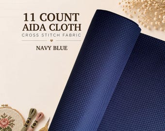 11 Count Navy Blue Aida Cloth Cross Stitch Fabric