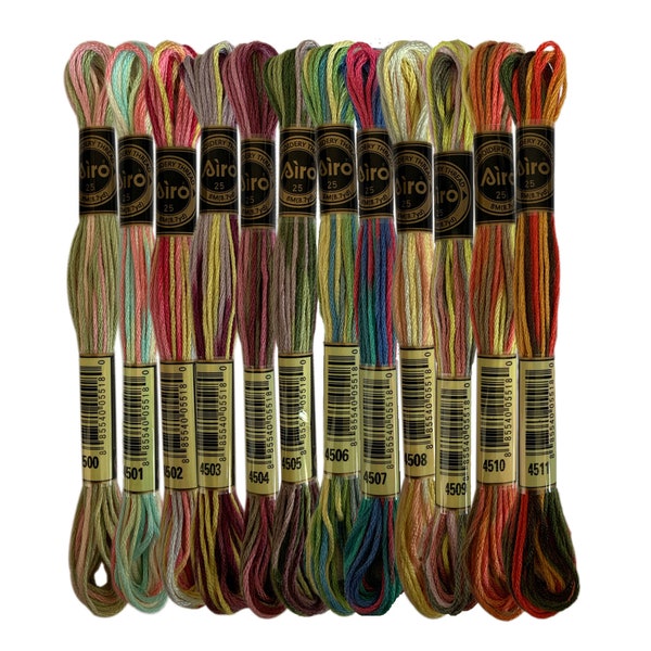Variegated Cross Stitch Threads Color Variations Embroidery Floss Pack, Set of 12 Colors