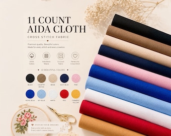 11 Count Aida Cloth Cross Stitch Fabric – 10 Color Options