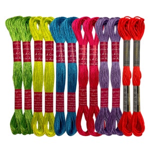 Vibrant Fluorescent Embroidery Floss Pack - 12 Skeins