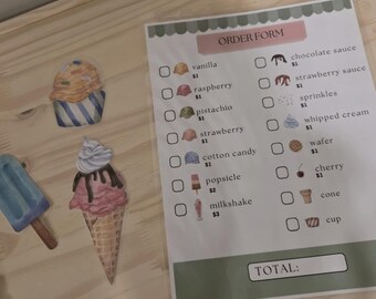 アイスクリームショップの劇遊びの印刷物 – 子どものためのごっこ遊びセンター