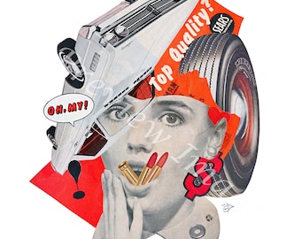 Are You Top Quality Collage Art Print, Digital Download, Vintage Art, Retro Art, Wall Art