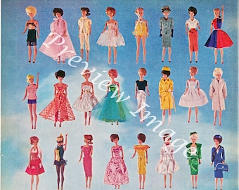 Vintage Barbie Background Stock Image, Collage Stock Photo, Journaling, Printable Collage Sheet, Digital Download