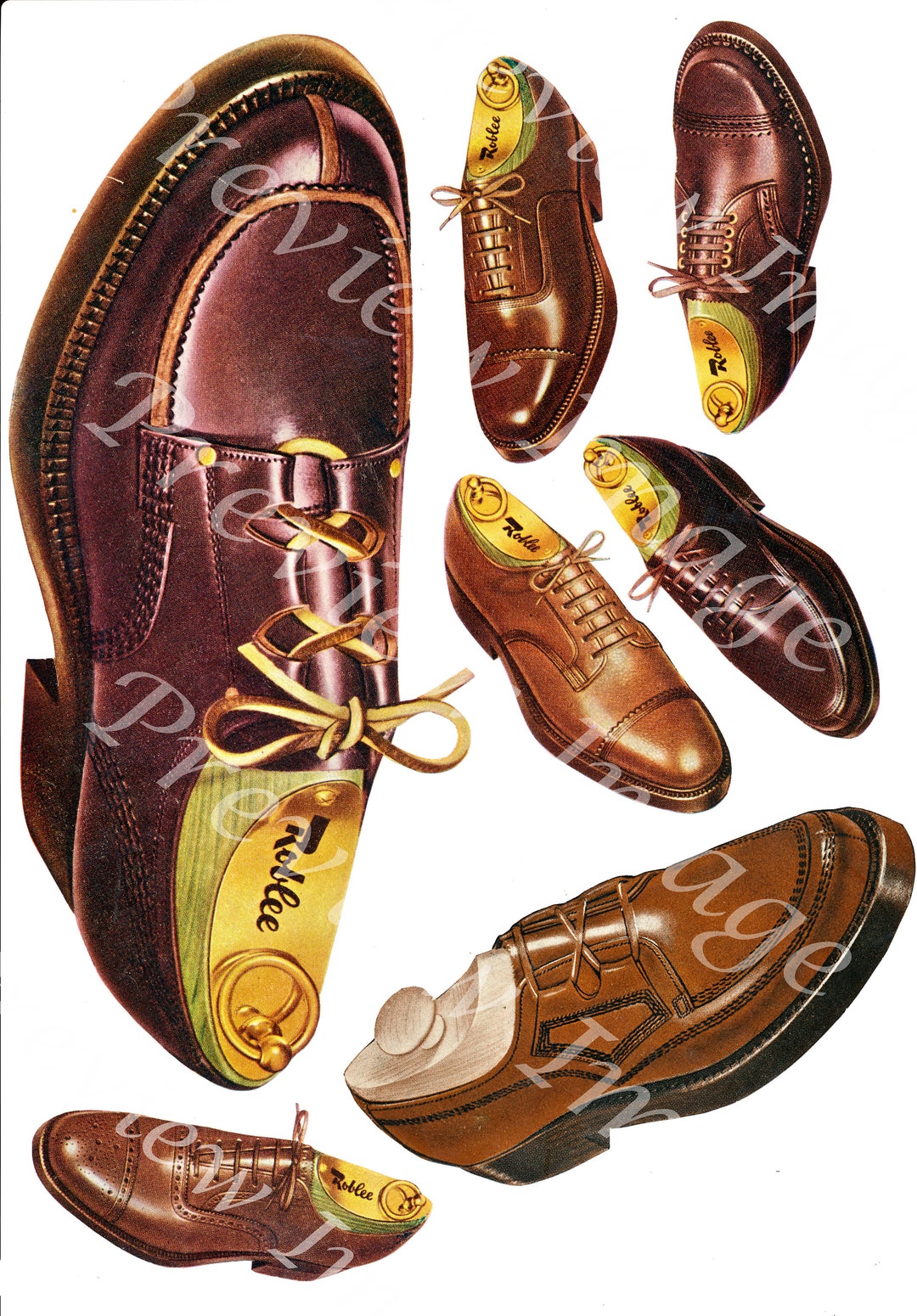 Vintage Mens Shoes Illustration, Leather Shoe Drawing, Collage Stock ...