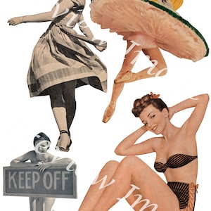 Vintage Women Illustrations (Set 1), Collage Stock Photo, Journaling, Printable Collage Sheet, Digital Download